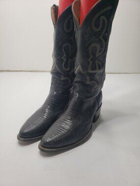 Vintage Morgan & Miller Men’s Black Lizard Skin Western Cowboy Boots Size 9.5B